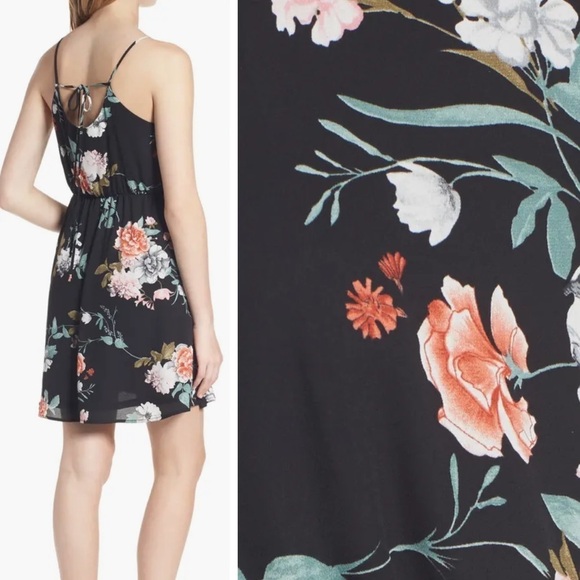 Lush Women’s Navy Blue Floral Spaghetti Strap Mini Dress, size Small - Picture 2 of 13